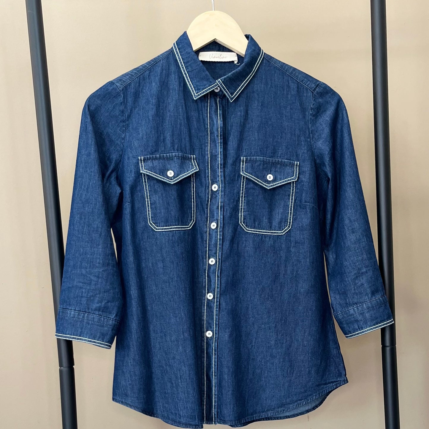Camicia Denim con Manica 3/4