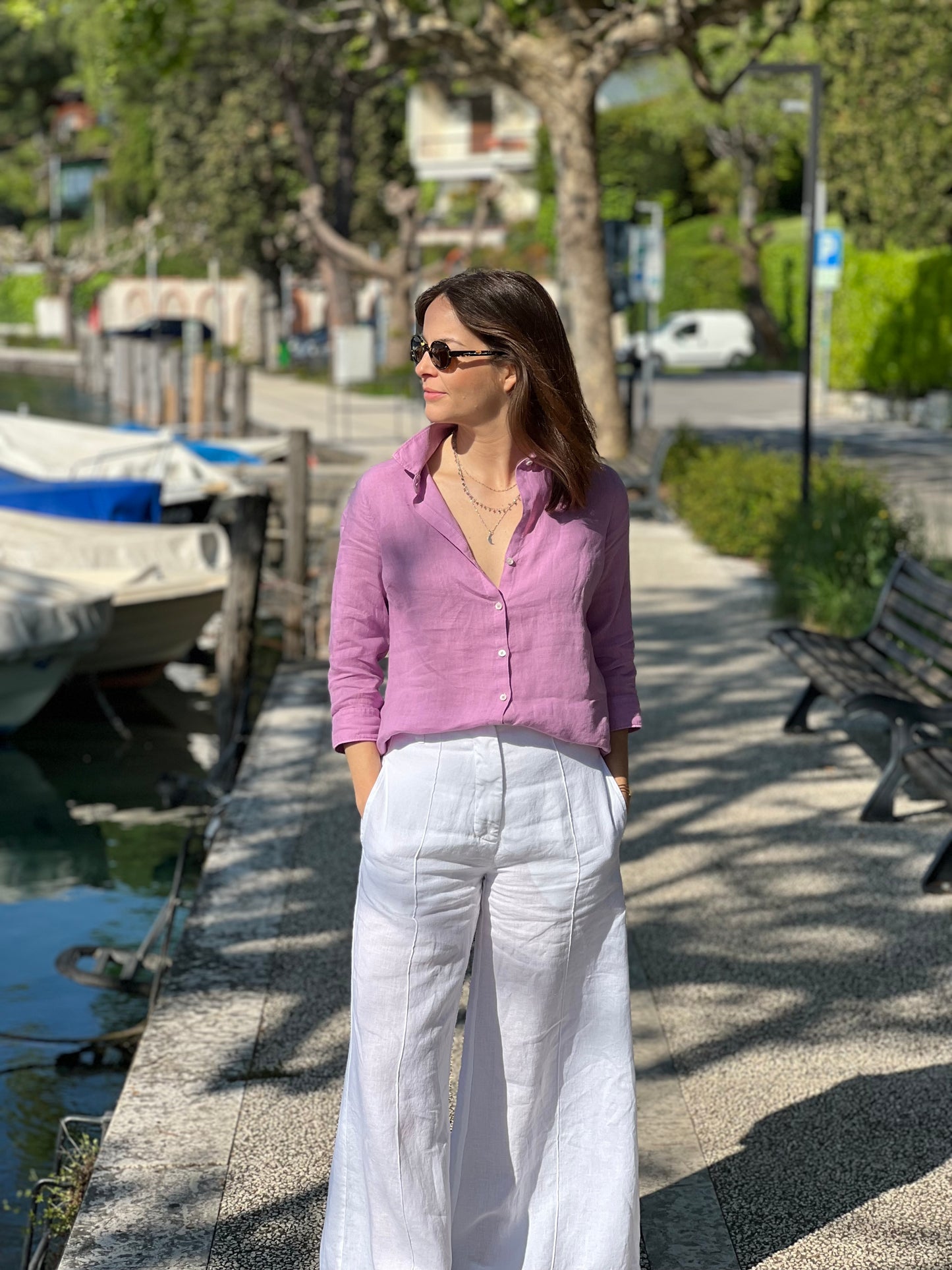 Camicia Manica 3/4 in Lino